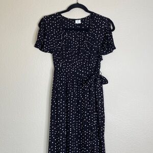 Patrons of Peace dress women’s small maxi polka dot black white EUC